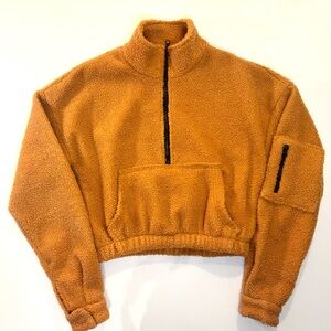 Cozy Orange Pretty Little Thing Sherpa Cropped Pullover Rust Fuzzy Summer Night